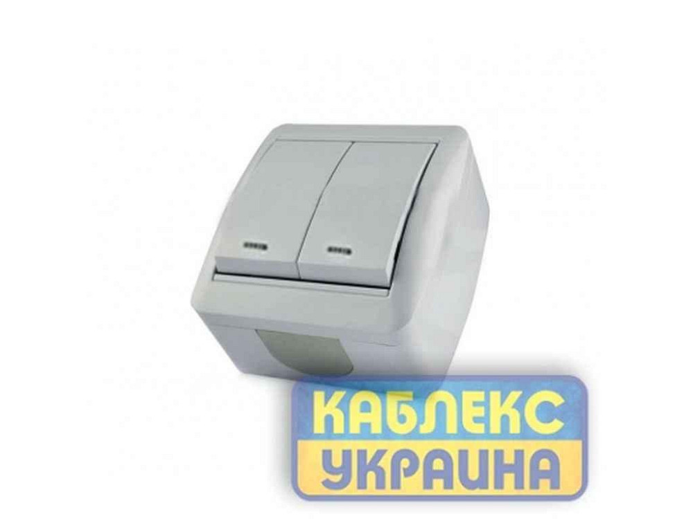 Выключатель 2кл. с подсветкой Белый Premiera внешний IP-44 ТМ GISelt Киев - изображение 1