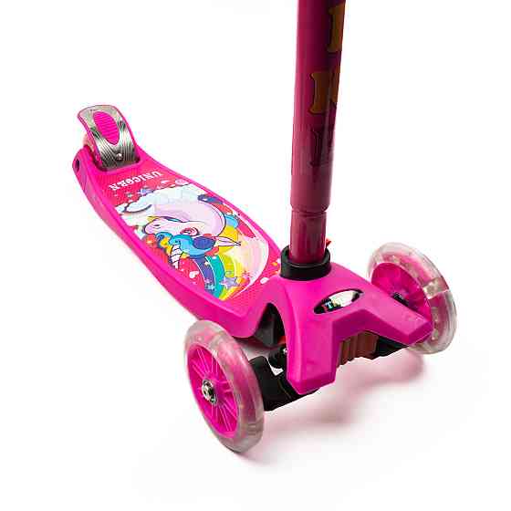 Самокат детский трехколесный iTrike MAXI JR 3-055-1-BP1 со светящимися колесами, руль регулируется, Розовый Каменец-Подольский