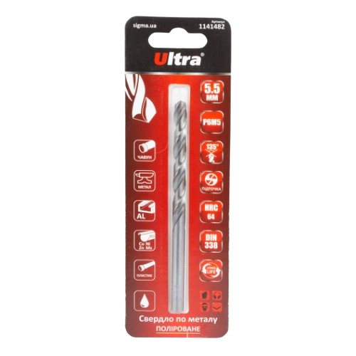 Свердло по металу d5,5мм P6M5 поліроване Ultra Житомир - изображение 3