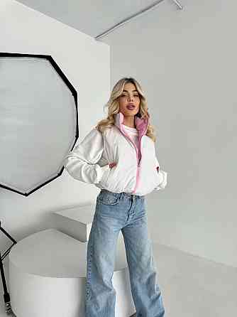 Жіноча двостороння жилетка з кулісками з боків і кишенею плащівка емі + силікон Молочний, 46/48 Одеса