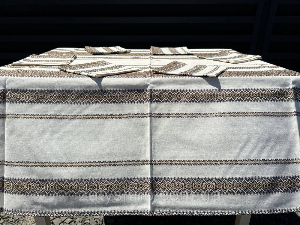 Вишита скатертина з серветками кавова Київ - фото 9