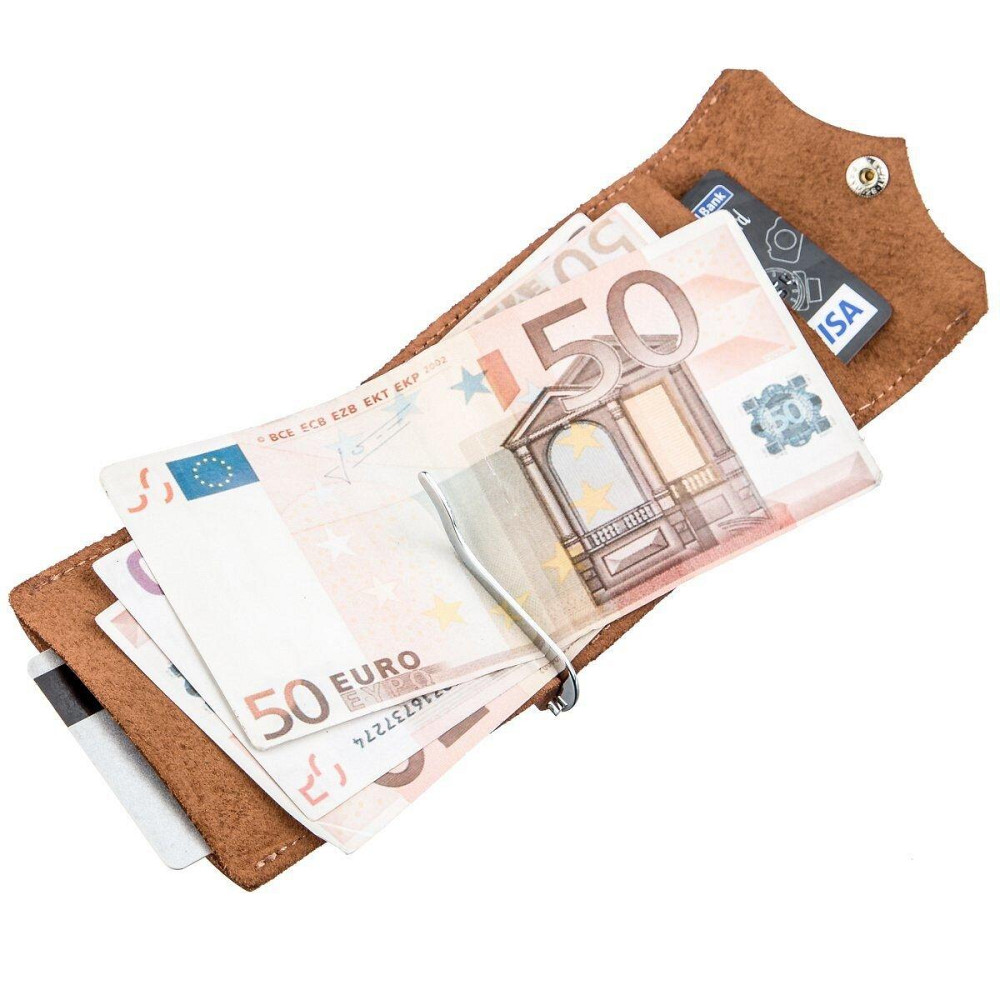 Компактный зажим для денег винтажный GRANDE PELLE 11239 Рыжий Киев - изображение 2