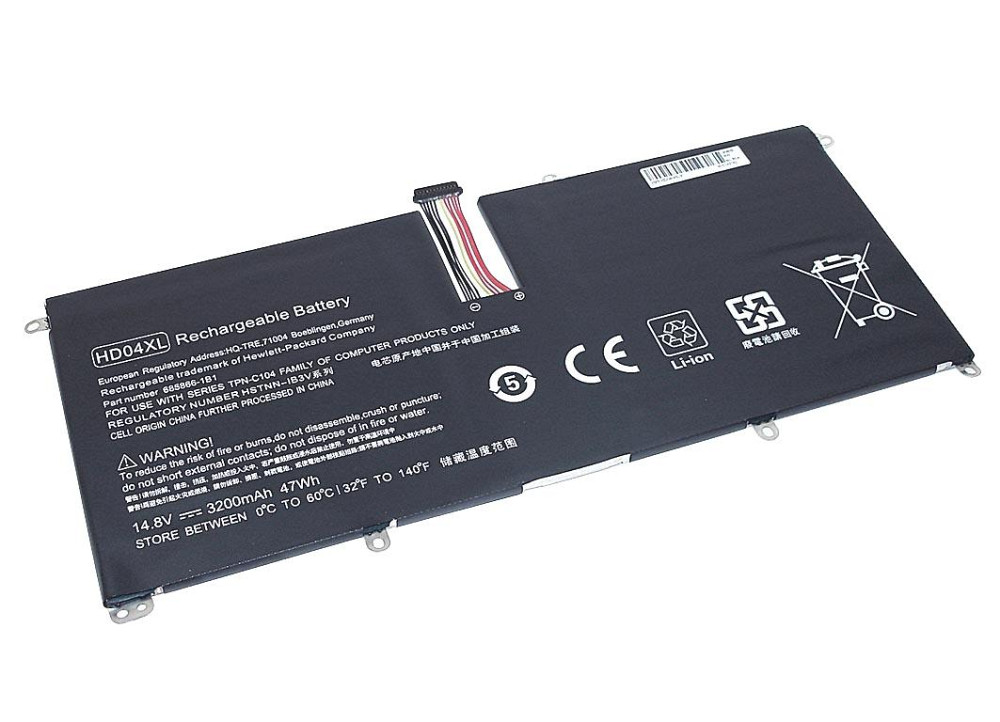 Аккумулятор для ноутбука HP HD04XL Envy 13-2000eg Spectre XT Ultrabook 14.8V Black 3200mAh OEM Вінниця - фото 2