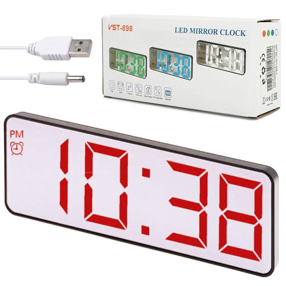 Электронные часы с зеркальным дисплеем,от USB + термометр,VST-898-4,Красный SBR Киев - изображение 1