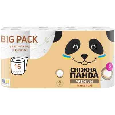 Туалетний папір Сніжна Панда Premium Aroma Plus 3 шари 16 рулонів (4820183972910) Вінниця