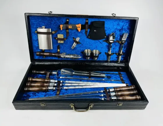 Набори шампурів, Набір шампурів у шкіряному кейсі VIP 8 Шампури, вертіла Тернопіль