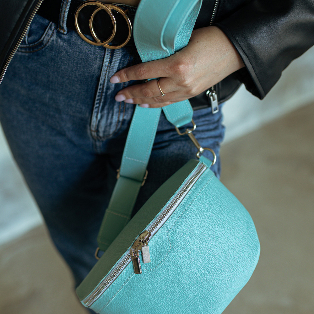 Кожаная бананка женская, поясная качественная классическая на каждый день, бирюзаMasterSem Киев - изображение 7