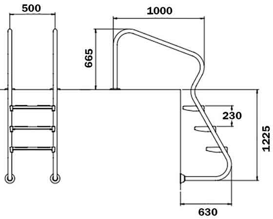 Лестница для бассейнов Flexinox Easy Access Electropolished (4 ступени). AISI-316L Киев