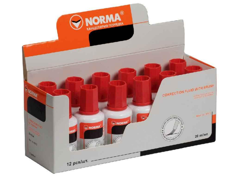 Коректор 20мл з пензлем Fluid 12шт/уп. 4913 ТМ NORMA   Solmir Київ - фото 1