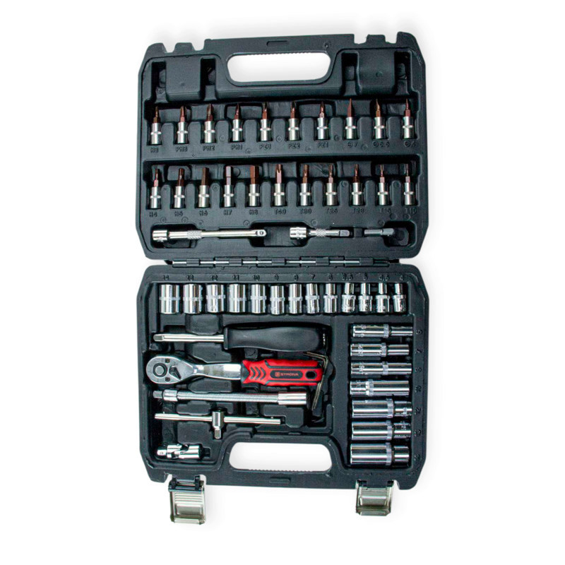 Набір інструменту 1/4" 53 шт, 4-14 мм з тріщ., подовж., кардан, отв.-вороток, біти, подовж. Мукачево - фото 2