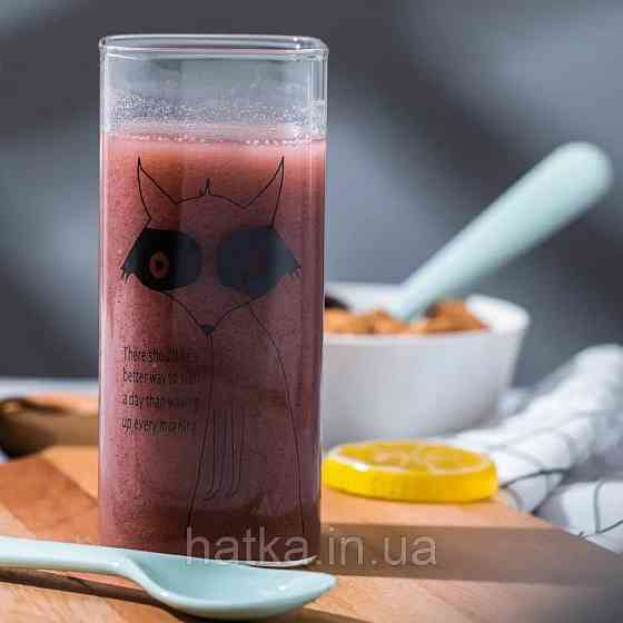 Набір склянок для напоїв 6 шт OLens "HAPPY" 350 мл прозорий із різними малюнками для дому та ресторанів Київ