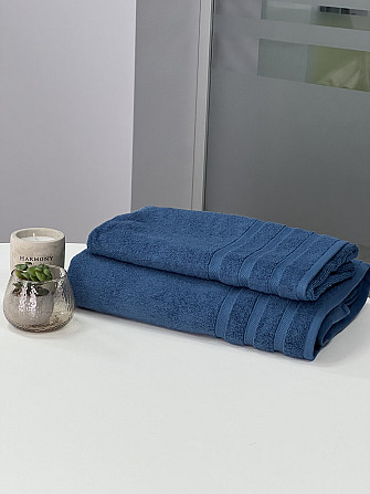 Комплект рушників Ideal Textile Косичка 2 шт (50х100 см 100х150 см) (56860755) Темно-синій Чернівці - фото 2