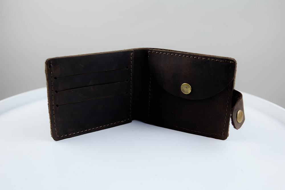 Класичний гаманець із натуральної шкіри Crazy Horse тиснення крокодил SH016 (Темно-коричневий) Суми - фото 5