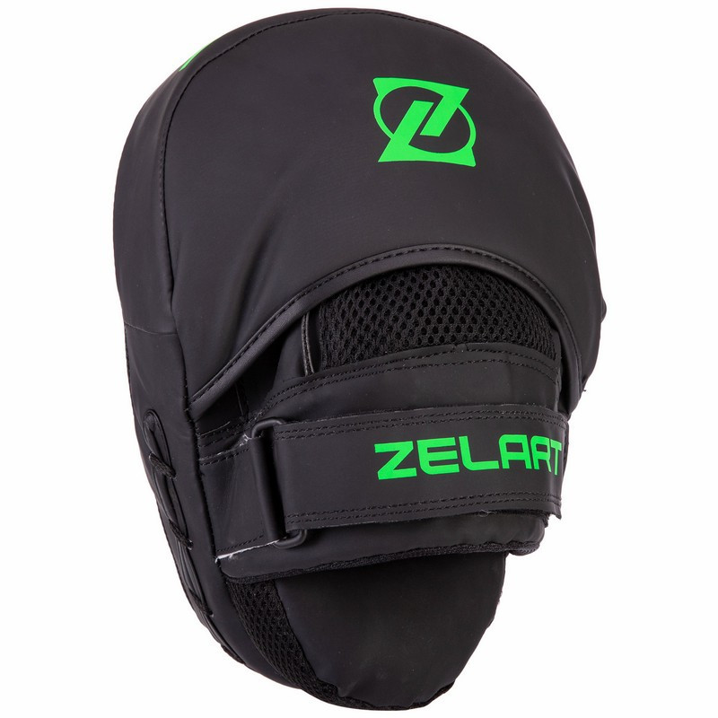 Лапа вигнута для боксу та єдиноборств ZELART VL-3093 розмір 24x18,5x5 см чорний-салатовий Київ - фото 3