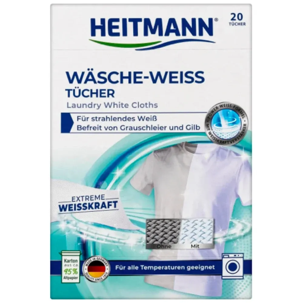 Отбеливающие салфетки для стирки белого белья Heitmann, 17 шт Львов - изображение 1