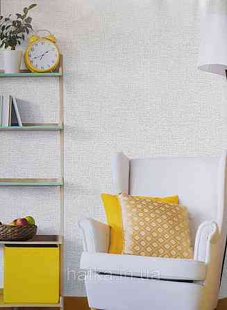 Шпалери вініл на флізеліні гарячого тиснення DU&KA Natura1.06х10 під тканину дрібна сітка світло-сірі з глянцем Київ