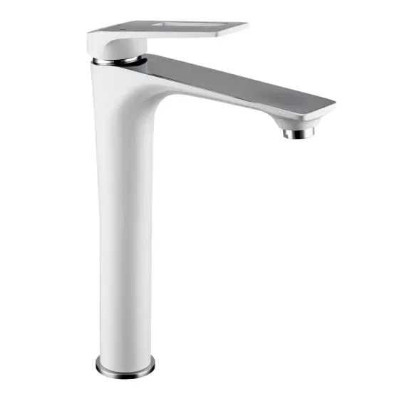 Змішувач для раковини високий Frap F1052-54 білий/хром Київ