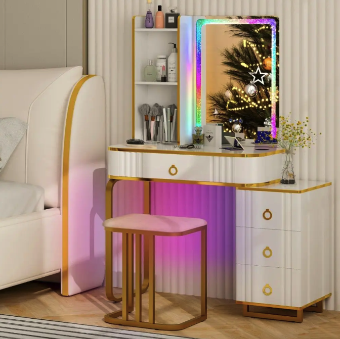 Набір меблів туалетний столик із пуфом LED-підсвітка для спальні та косметики Київ - фото 2