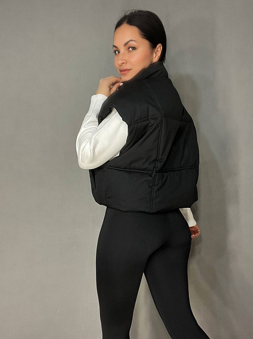 Жилетка жіноча HAIZIYUAN 535 укорочена широка оверсайз спущене плече чорна, чорний, XL Київ - фото 8