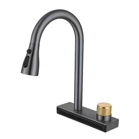 Смеситель для кухни Mixxus FOL-014 Graphite (цвет графит) с выдвижной лейкой и функцией 