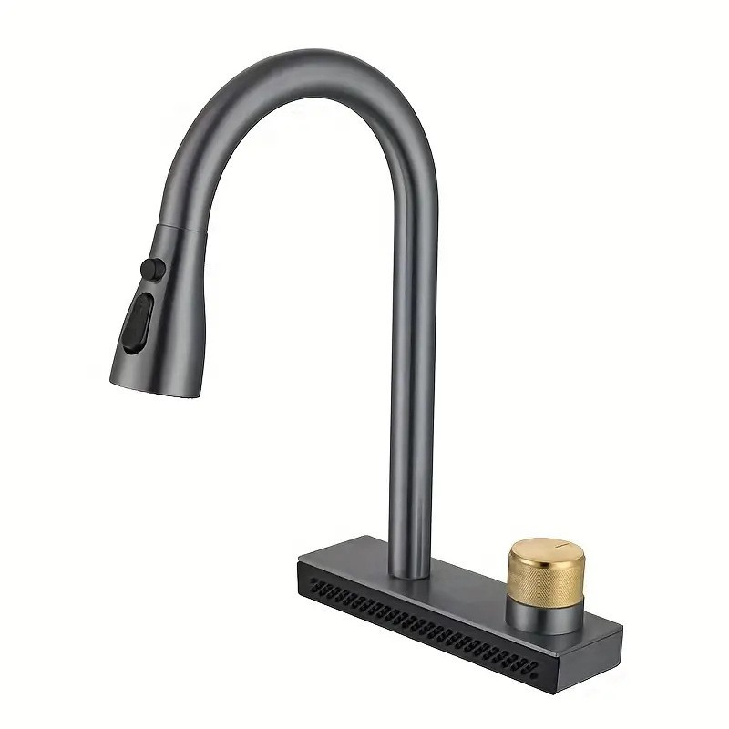 Смеситель для кухни Mixxus FOL-014 Graphite (цвет графит) с выдвижной лейкой и функцией 