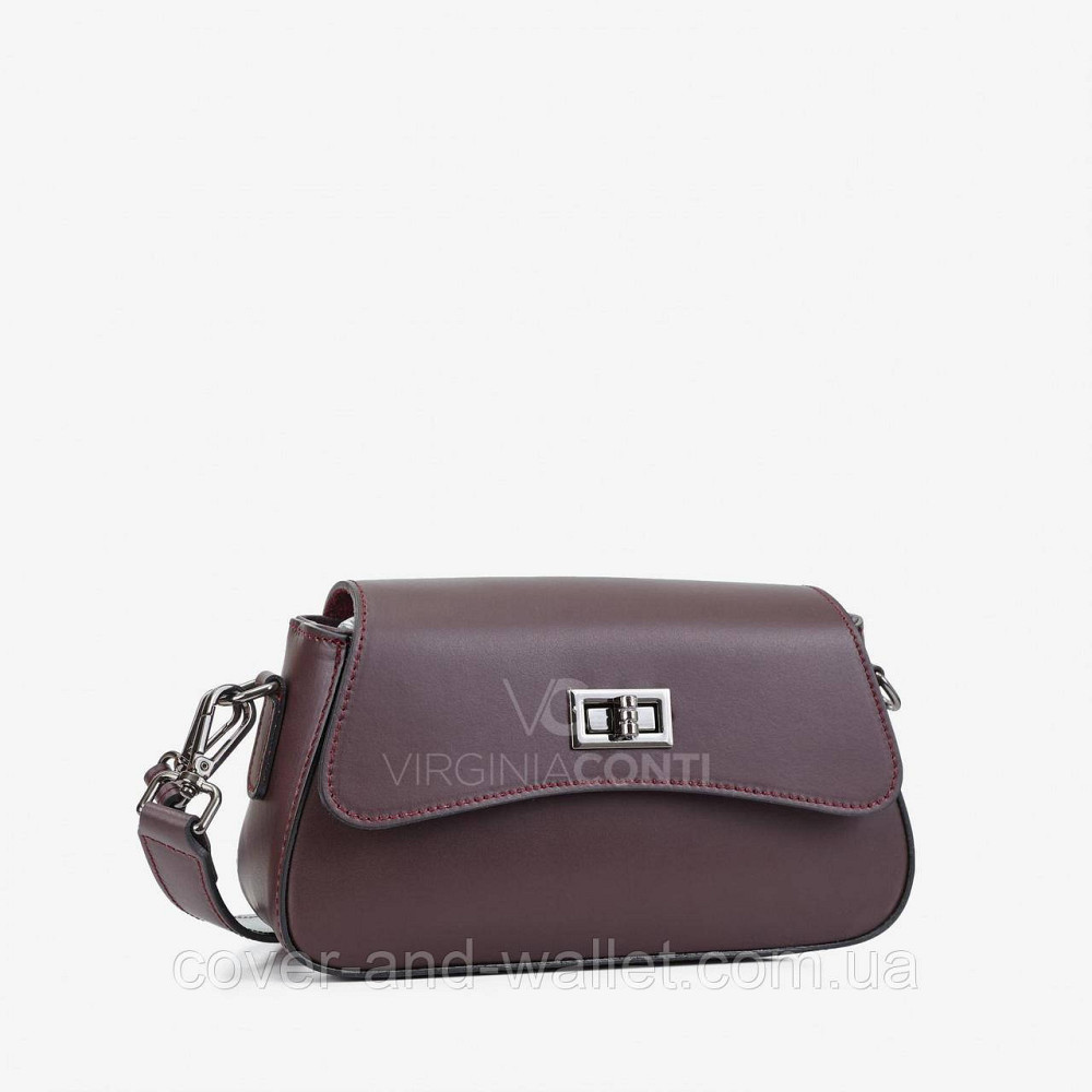 Жіноча каркасна сумка через плече із натуральної шкіри бордового кольору Virginia Conti Київ - фото 1