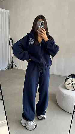 Жіночий повсякденний спортивний костюм: кофта та штани з турецької двонитки Синій, 46/48 Одеса