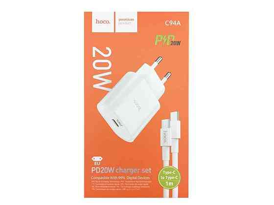 Мережевий зарядний пристрій Type-C to Type-C C94A PD 20w QC3.0 1м ТМ Hoco Київ