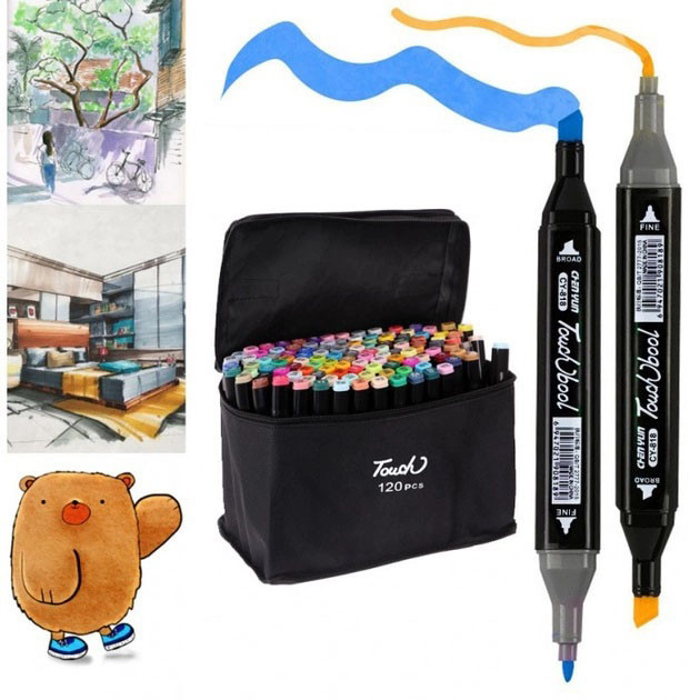 Набор маркеров в черной сумке 120, Набор профессиональных маркеров для рисования, Маркеры спиртовые PT-16 Львов - изображение 10