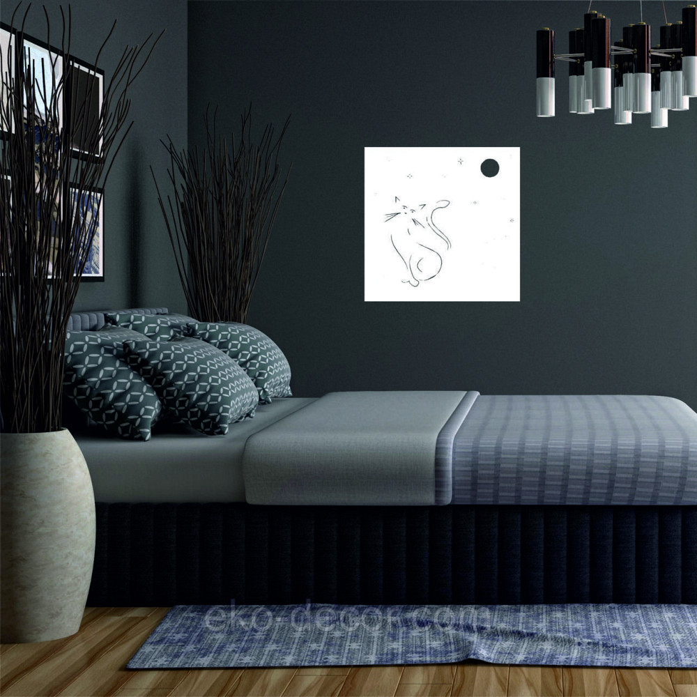 Декоративное настенное 3D Панно «Кот» Декор на стену с объемом 90*90 см, Белый Киев - изображение 3