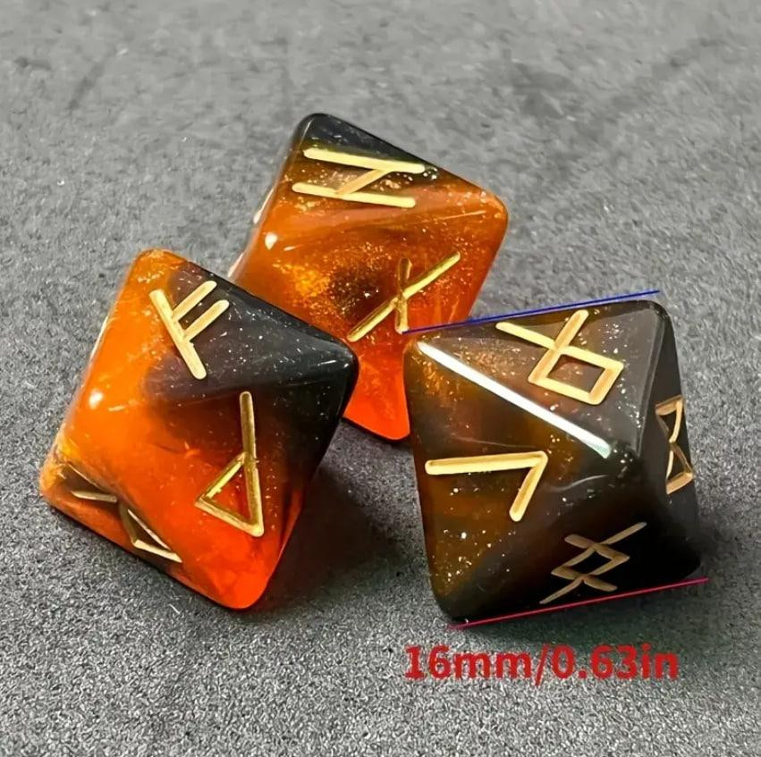 Акриловые рунические кубики для гадания в мешочке, набор 3 шт. Дайс для гадания, Коричневый Киев - изображение 1