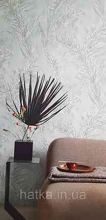 Шпалери вінілові на флізеліні Grandeco Anita1,06х10 гілки листя структурні м'ятні сірі Київ