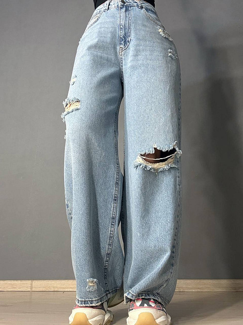 Джинси жіночі Its Basic 3311-1 super baggy широкі рвані блакитні, блакитний, 36, 36, 75 см, 103 см Київ - фото 9