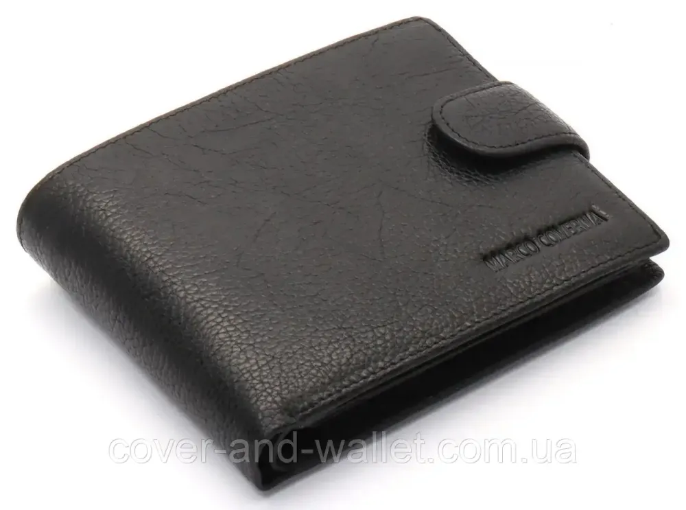 Солидный мужской кошелек из натуральной кожи черного цвета Marco Coverna BK 010-805 Киев - изображение 1