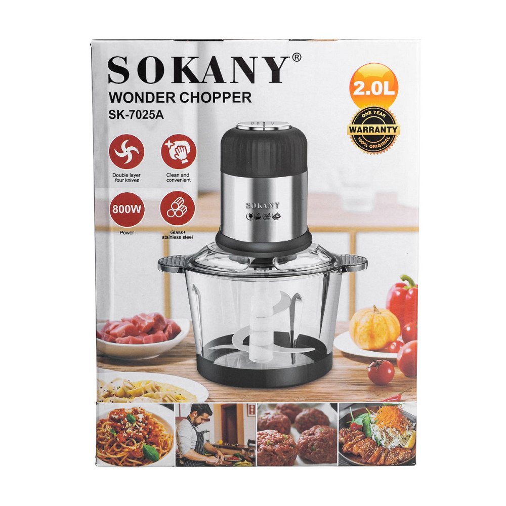 Sokany Чопер подрібнювач 800 Вт 4 леза з чашею на 1,5 літри м'ясорубка Sokany SK-7025A Коломия - фото 2