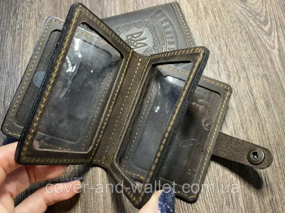 Маленька обкладинка картхолдер на авто документи та id паспорт з вінтажної шкіри Crazy horse Київ