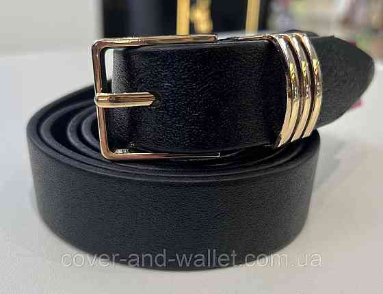 Жіночий брючний ремінь з італійської шкіри із золотистою пряжкою 30 мм PS Leather Київ