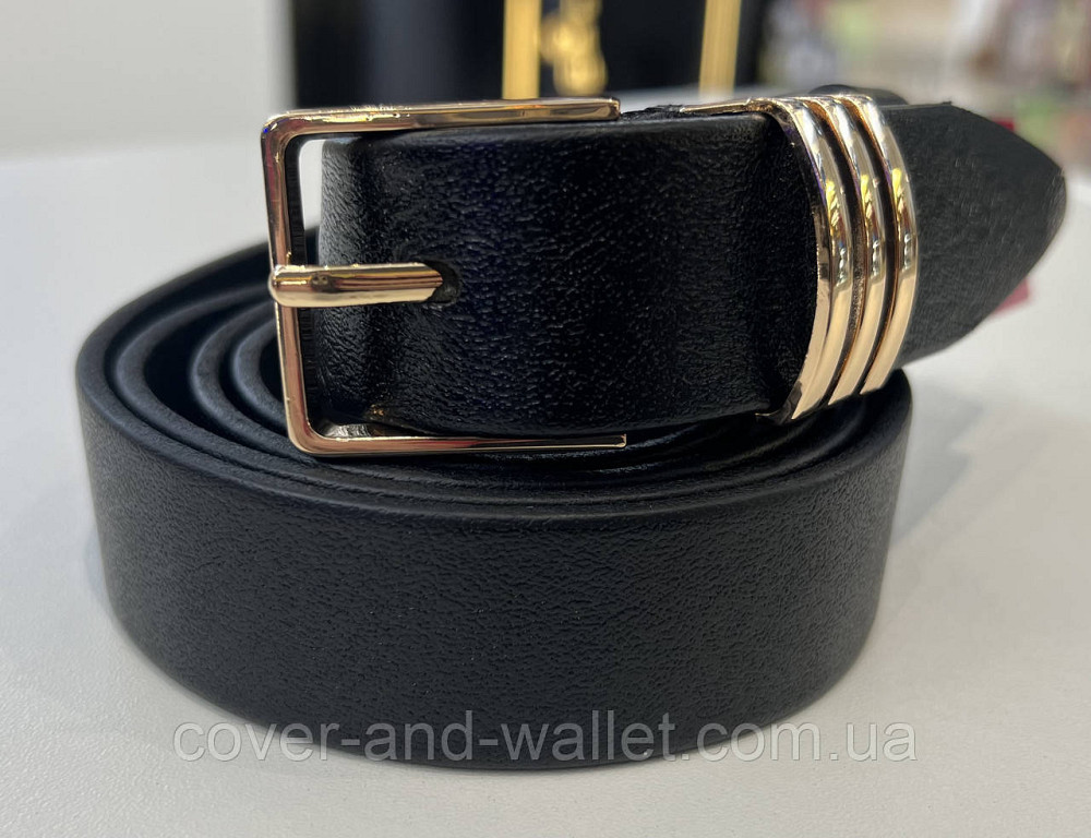 Женский брючный ремень из итальянской кожи с золотистой пряжкой 30 мм PS Leather Киев - изображение 2