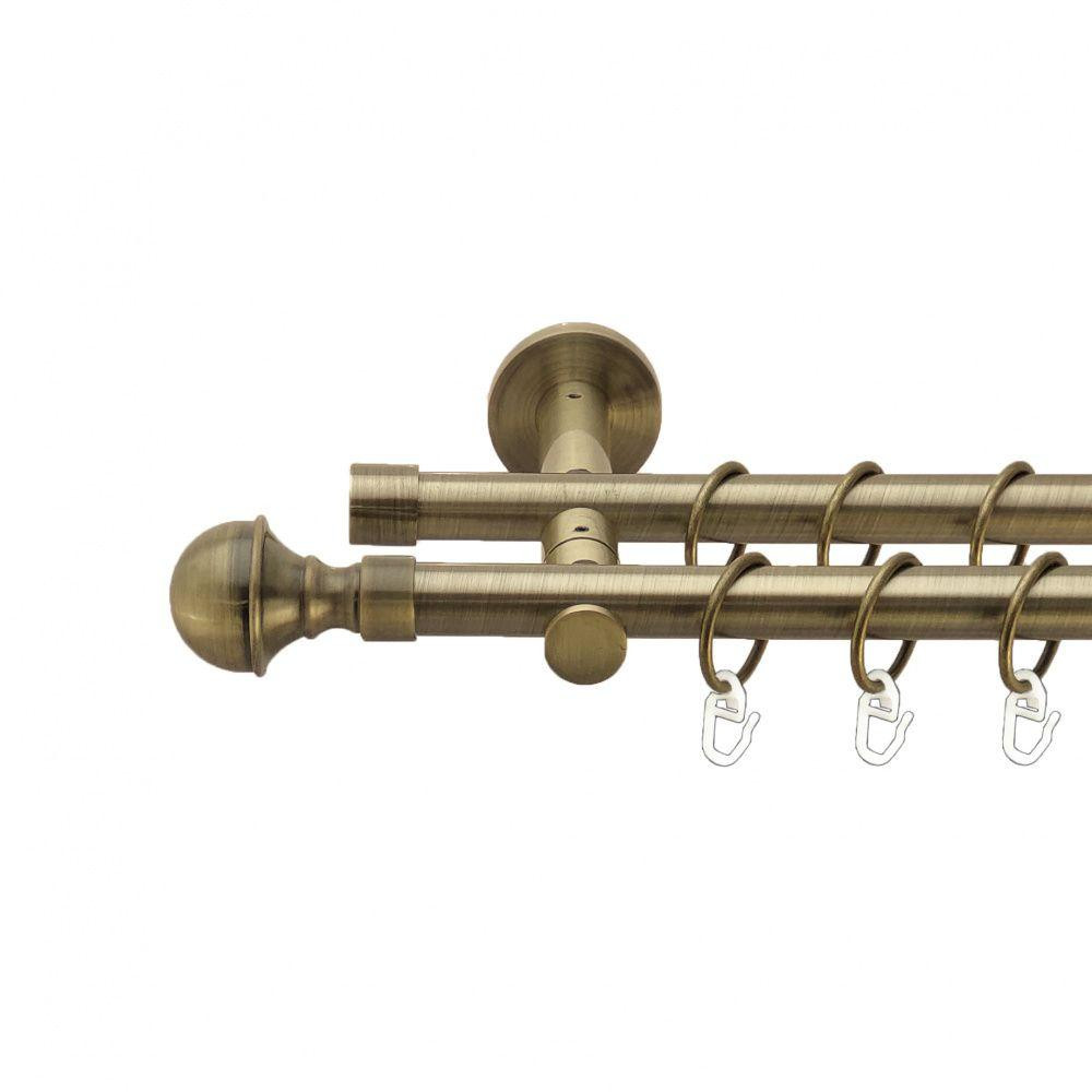 Карниз Orvit Бостон металевий дворядний реверсивний гладка труба кільце металеве Антик 19\19 мм 300 см Львов - изображение 1