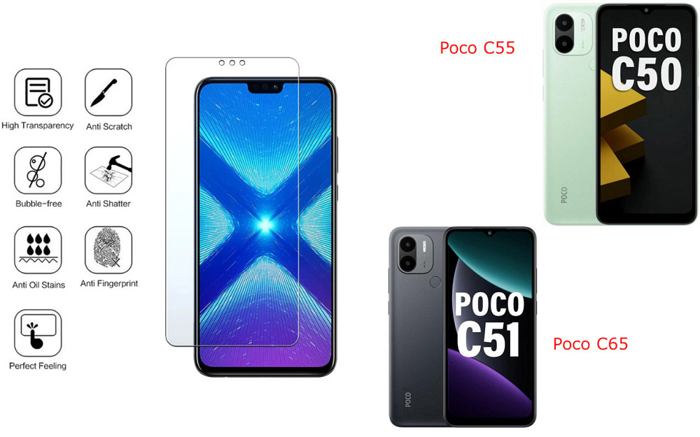 Защитное стекло NeoGlass для Poco C55, Poco C65 – ультрапрозрачное и устойчивое Киев - изображение 4