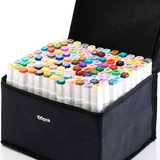 Маркери для скетчинга 100 шт TOUCH Multicolor, Набір двосторонніх маркерів для скетчинга на спиртовій основі Кам'янець-Подільський