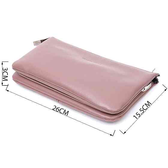 Красивий жіночий клатч із натуральної шкіри GRANDE PELLE 11634 Пудровий Київ