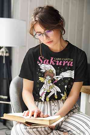 Футболка для мальчика аниме Кардкаптор Сакура Ваифу Керо оверсайз (рост от 165 до 180 ) Черний AnimeJ0807m Днепр