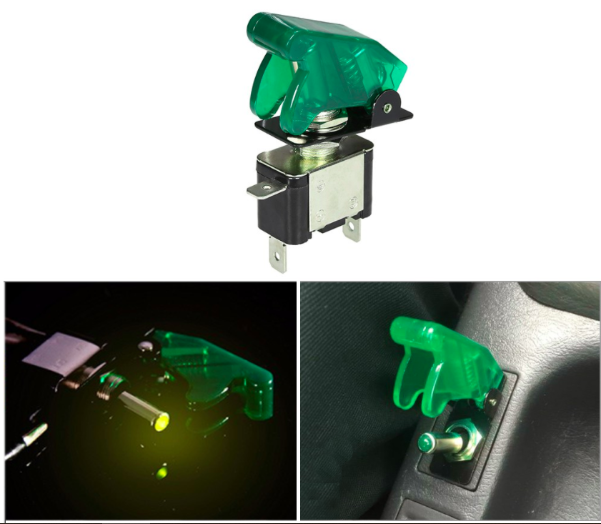 Зеленый тумблер питания с LED подсветкой 12В 20А Киев - изображение 4