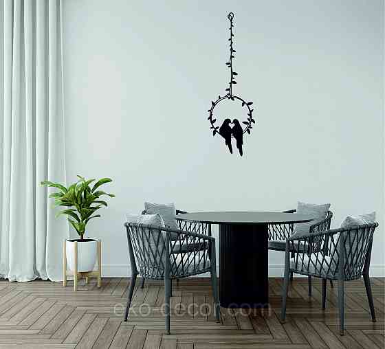 Декоративное настенное Панно «Две птички», Декор на стену 90*29 см, Черный Киев
