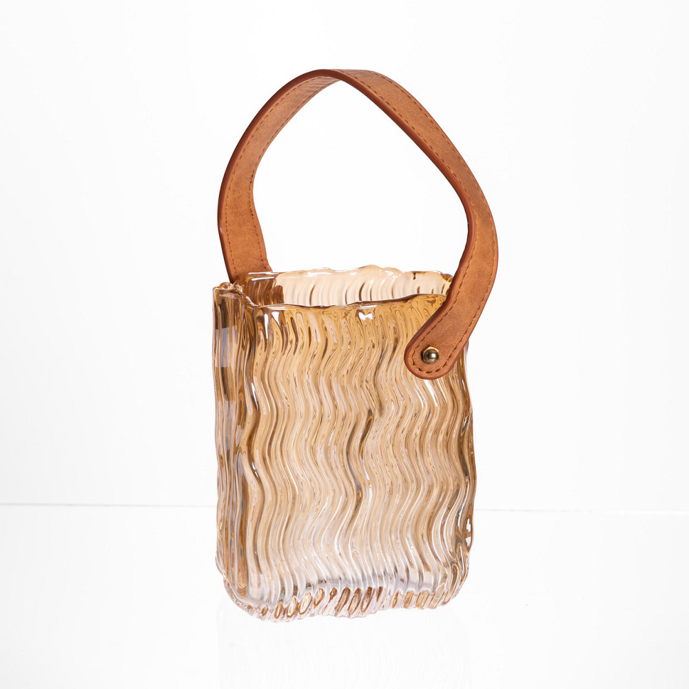 Коричнева декоративна ваза-сумочка з ручкою 12×8.5×16 см Київ - фото 1