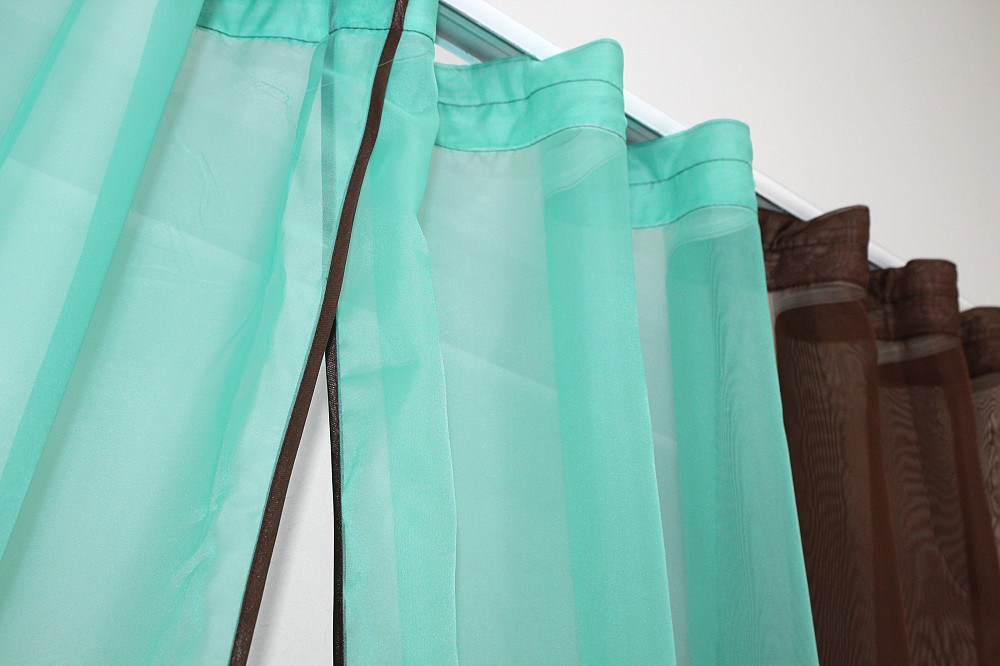 Кухонные шторы VR-Textil № 017к комбинированные с подвязками венге с бирюзовым 270х170 см (52-0319) Киев - изображение 4