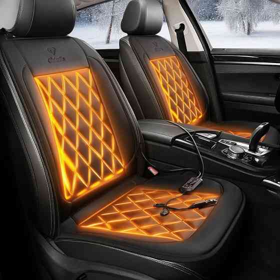 Накидки для автомобільного сидіння з підігрівом 2 шт. універсальні в машину від прикурювача 12В, чорний Кам'янець-Подільський