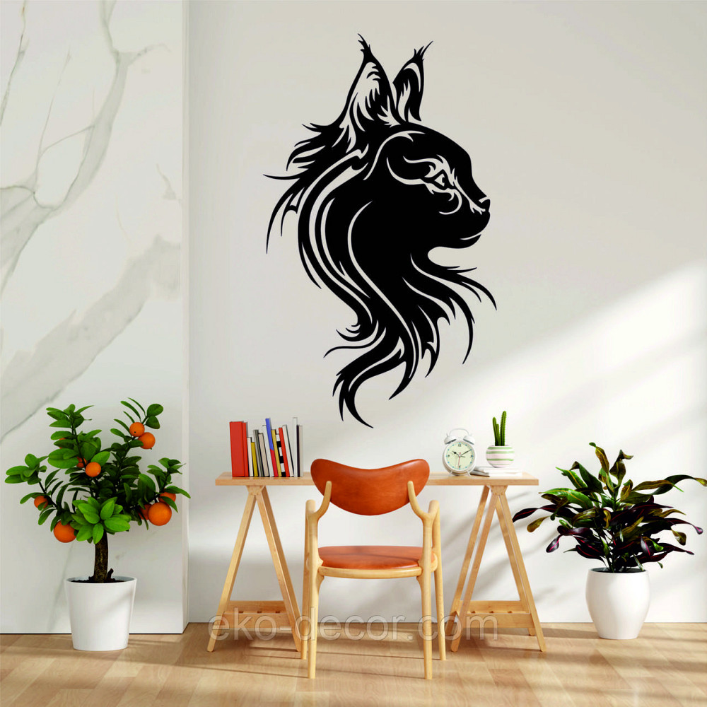 Декоративное настенное Панно «Кот» Декор на стену 90*54 см, Черный Киев - изображение 1