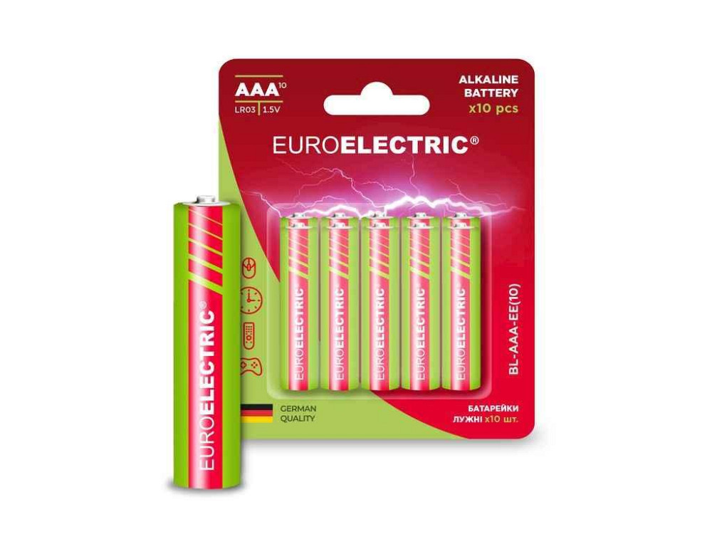 Батарейка лужна LR03/AAA 10шт 1,5V (блістер) ТМ EUROELECTRIC Київ - фото 1